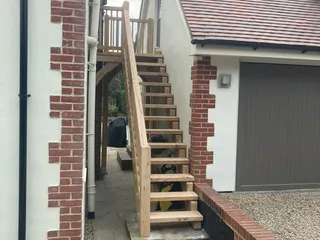 External oak staircase seen from the side of the house