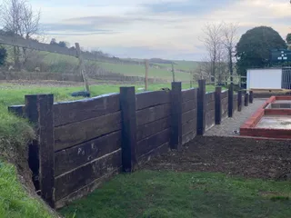 Sleeper retaining wall built as part of the ground works